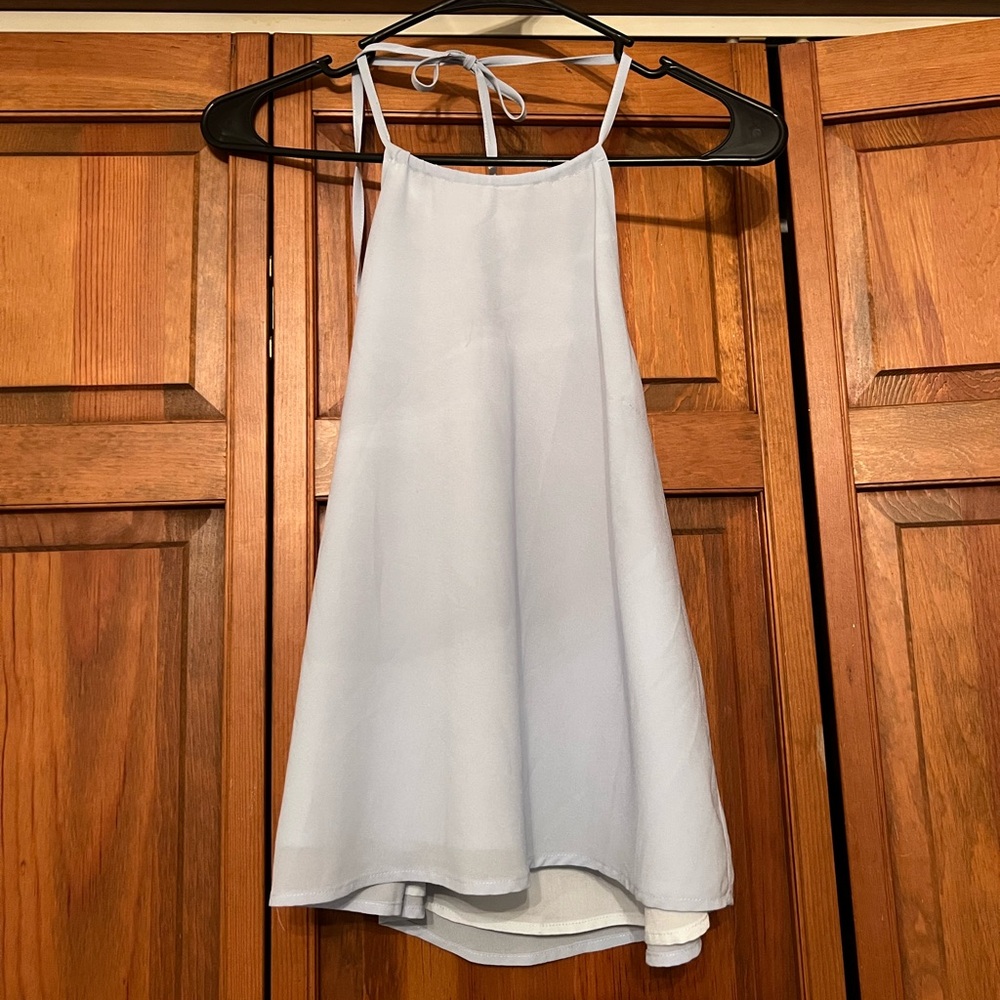 Blue halter low back blouse